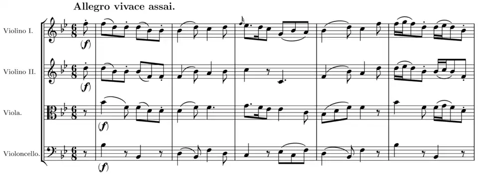 Extrait du premier mouvement de ce quatuor