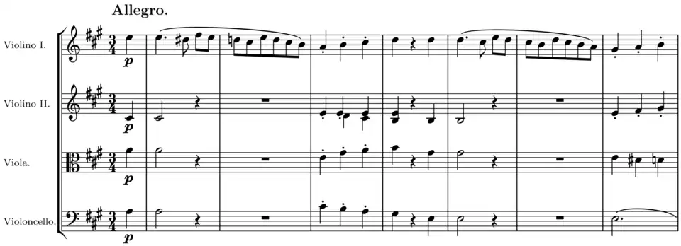 Extrait du premier mouvement de ce quatuor