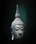 Tête de Bouddha. Bronze de l'école d'Ayutthaya XVe&nbsp;siècle (Inv.71 3 2). Thaïlande actuelle