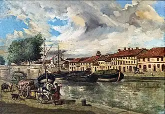 Le port Saint-Sauveur (première moitié du XIXe&nbsp;siècle, musée du Vieux Toulouse).