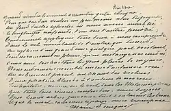 Poème manuscrit de Dauguet.