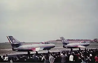 Mystère IVA de la PAF sur la base américaine de Bitburg au début des années 1960.