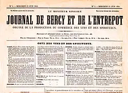 Le Journal de Bercy et de l'Entrepôt. Le Moniteur vinicole, no&nbsp;1, 25 juin 1856.