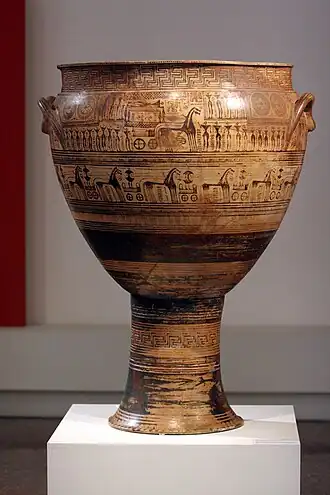 Cratère attique. Peintre de Hirschfeld, v. 760. H. 1,55&nbsp;m.Musée national archéologique d'Athènes