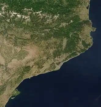 Photo satellitaire de la Catalogne.