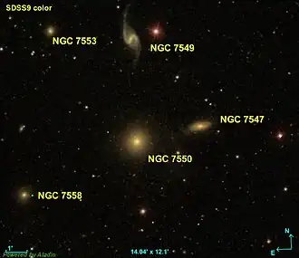 Les cinq galaxies membres du groupe compact de Hickson 93.