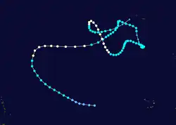 Trajectoire errante de Nadine.