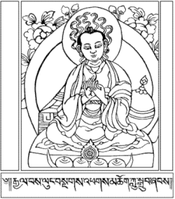 Plusieurs philosophes de l’Inde ont combiné la religion et la médecine traditionnelle — un exemple notable étant celui du bouddhisme et de l’Ayurveda. Figurent dans cette image le philosophe Nāgārjuna, surtout connu pour sa doctrine de la Madhyamaka(voie du milieu) — qui a écrit des ouvrages médicaux comme Les cent prescriptions et La précieuse Collection, entre autres.