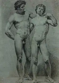 Jean-Claude Naigeon, Deux académies d’hommes nus, fin XVIIIe siècle.