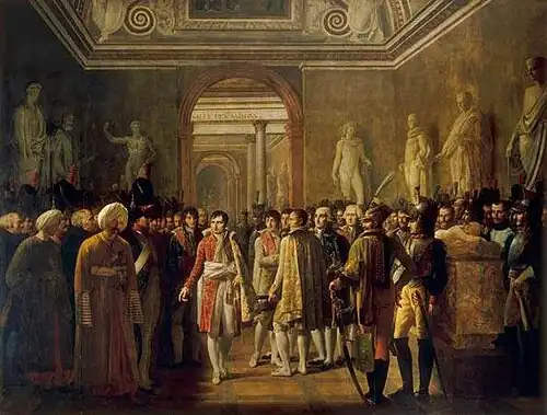 Napoléon reçoit au Louvre les députés de l’armée après son couronnement. 8 décembre 1804, 1808, Versailles, musée national du château et des Trianons.