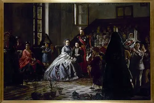 Napoléon III et la famille impériale visitent un orphelinat à Fontainebleau.jpg, 1867.