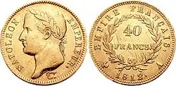 40 francs or Empire français 1812