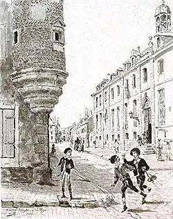 Lavis par Narcisse Berchère : rue Magne et Collège.