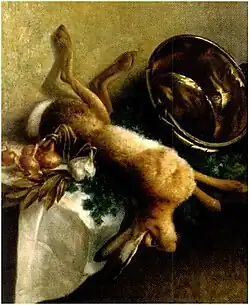 Nature morte aux lièvre, chaudron et oignons (1904), localisation inconnue.