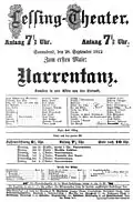 Affiche pour la création Narrentanz. théâtre Lessing Berlin: 28 septembre 1912.