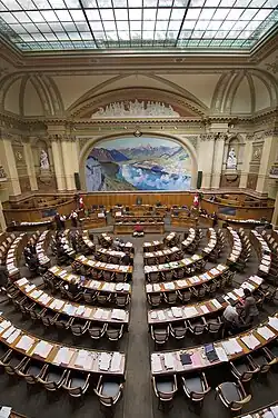 Le Conseil national, la chambre basse de l'Assemblée fédérale suisse.