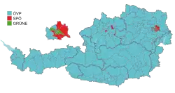 Parti arrivé en tête par district.