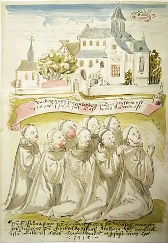 Représentation de l'abbaye de Naumburg dans le polyptyque (de).