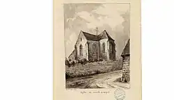 Dessin de l'ancienne église en 1872 par Amédée Piette.