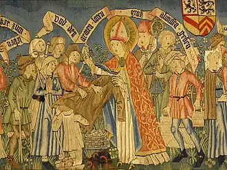 Tapisseries « Vie de Saint-Adelphe » (XVIe) : il habille les pauvres.