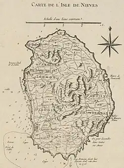 J. N. Bellin, Carte de l'isle de Nieves (1764c)