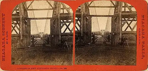 Saul Davis (act. 1860s–1870s), New Suspension Bridge, Niagara Falls, Canada, c. 1869, albumen print stereograph, Department of Image Collections, National Gallery of Art Library, Washington, DC.