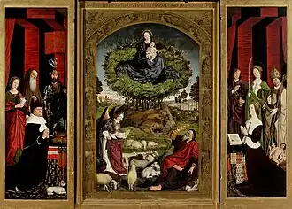Triptyque du Buisson ardent, Nicolas Froment, 1476 : à gauche, le roi René, à droite, Jeanne de Laval
