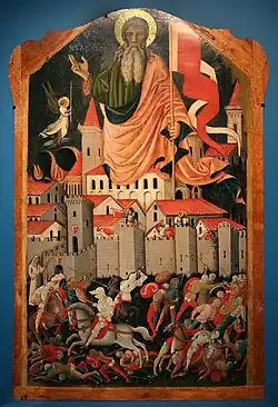Saint André et la Bataille entre habitants de san Ginesio et habitants de Fermo, Nicola di Ulisse da Siena, 1463.