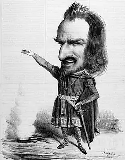 Levasseur dans le rôle de Bertram de Robert le Diable de Meyerbeer. Dessin de Benjamin paru dans Le Charivari.