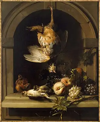 Nicolas de Largillierre, Perdrix rouge dans une niche (vers 1680-1685).