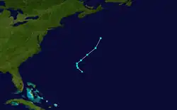Parcours de la tempête subtropicale Nicole