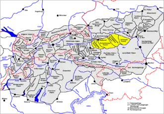Carte de localisation des Niedere Tauern selon l'AVE.