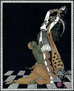 Dessin de George Barbier, Ida Rubinstein et Vaslav Nijinsky, 1923.