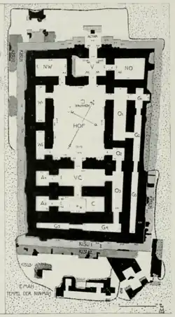Plan de l'E-mah, temple de Ninmah à Babylone, VIe siècle av. J.-C.