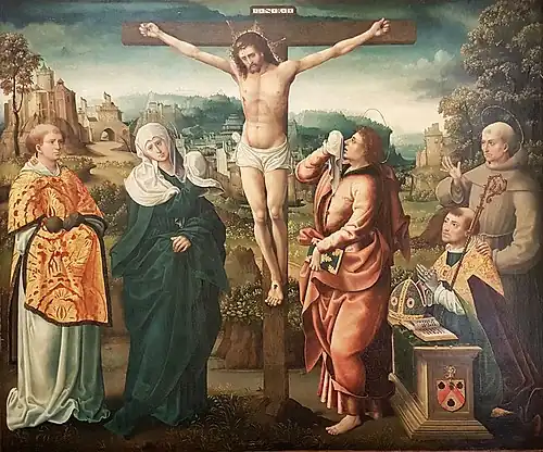 Le Calvaire avec François Poncher en prière,musée de la Renaissance, Écouen.