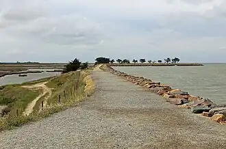 La digue entourant le polder.