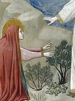 ‘’Noli me tangere’’, détail. Giotto : Chapelle des Scrovegni. Fresque, 1303-1306. Padoue