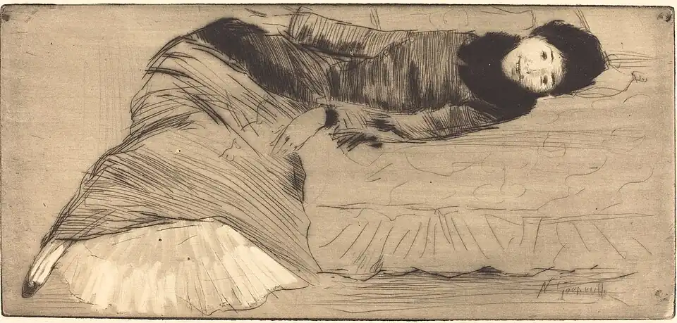 Femme souriant étendue sur un canapé, Washington, National Gallery of Art.