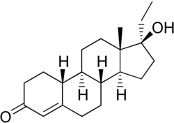 Représentation semi-développée de la noréthandrolone