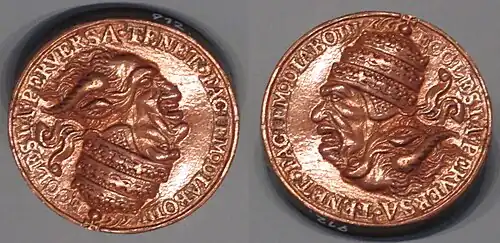 Médaille satirique du pape à l'endroit, transformé en diable à l'envers. Nuremberg, 1550.