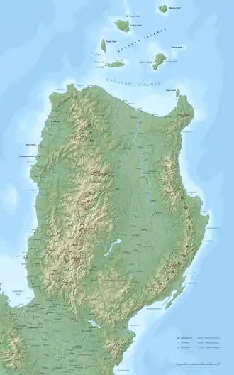 Carte topographique du nord de l'île de Luçon.