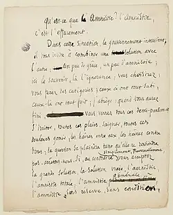 page avec un texte manuscrit écrit en noir
