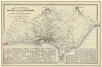 Plan indicateur de Cannes et de ses environs en 1888.