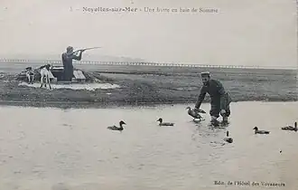 Huttiers pratiquant la chasse à la hutte au XIXe siècle.