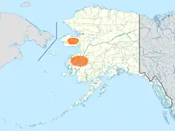 Carte d'Alaska montrant deux zones de par et d'autre du Norton Sound