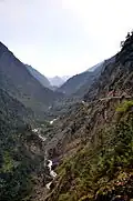 RN G318 dans les gorges de Nyalam vers Zhangmu.