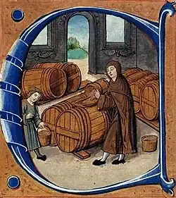 Ouillage par un moine, Redevancier de St-Germain-des-Prés, XVIe&nbsp;siècle.