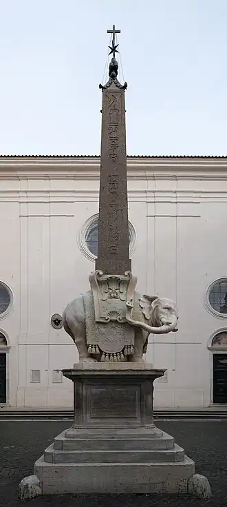 Obelisque et éléphant, Place de la Minerve, Rome.
