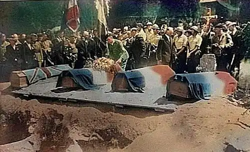 Obsèques de Thomas Anthony Mellows, Marc-Hubert Croharé, Jean-Marie Clapot et André Siot.