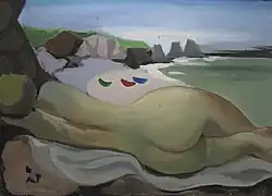 Odalisque sur la baie du Scall II (Le Pouliguen), huile sur isorel, 32&nbsp;×&nbsp;46&nbsp;cm, circa 1950.